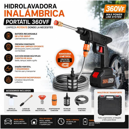 HIDROLAVADORA PORTATIL DE 2 BATERIAS 360V