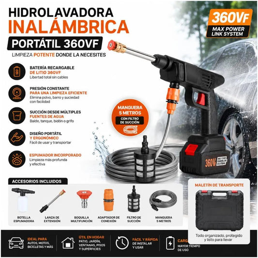 HIDROLAVADORA PORTATIL DE 2 BATERIAS 360V